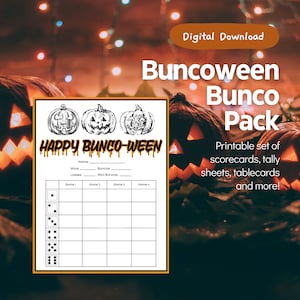 Printable Halloween Bunco | Buncoween Scorecard Set
