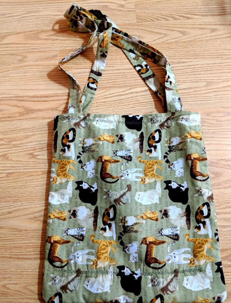 Reusable/Washable Fabric Shopping/Fashion Handbag Cat Design image 2