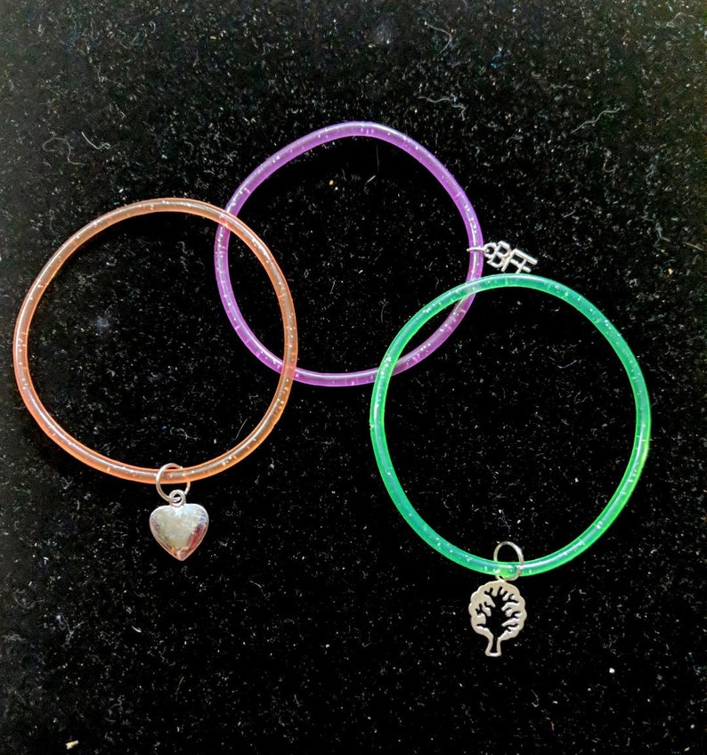 Good Vibes Glitter Jelly Bracelets for Adults, Teens and Children BFFHeartTreeofLife