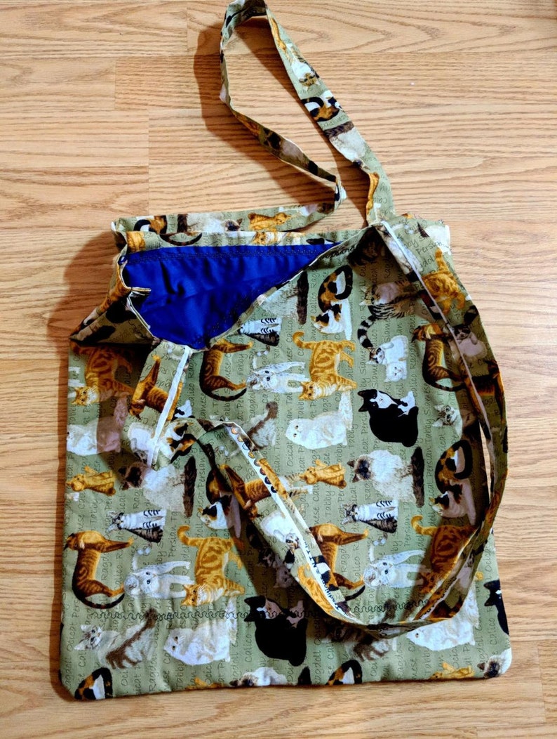 Reusable/Washable Fabric Shopping/Fashion Handbag Cat Design image 3