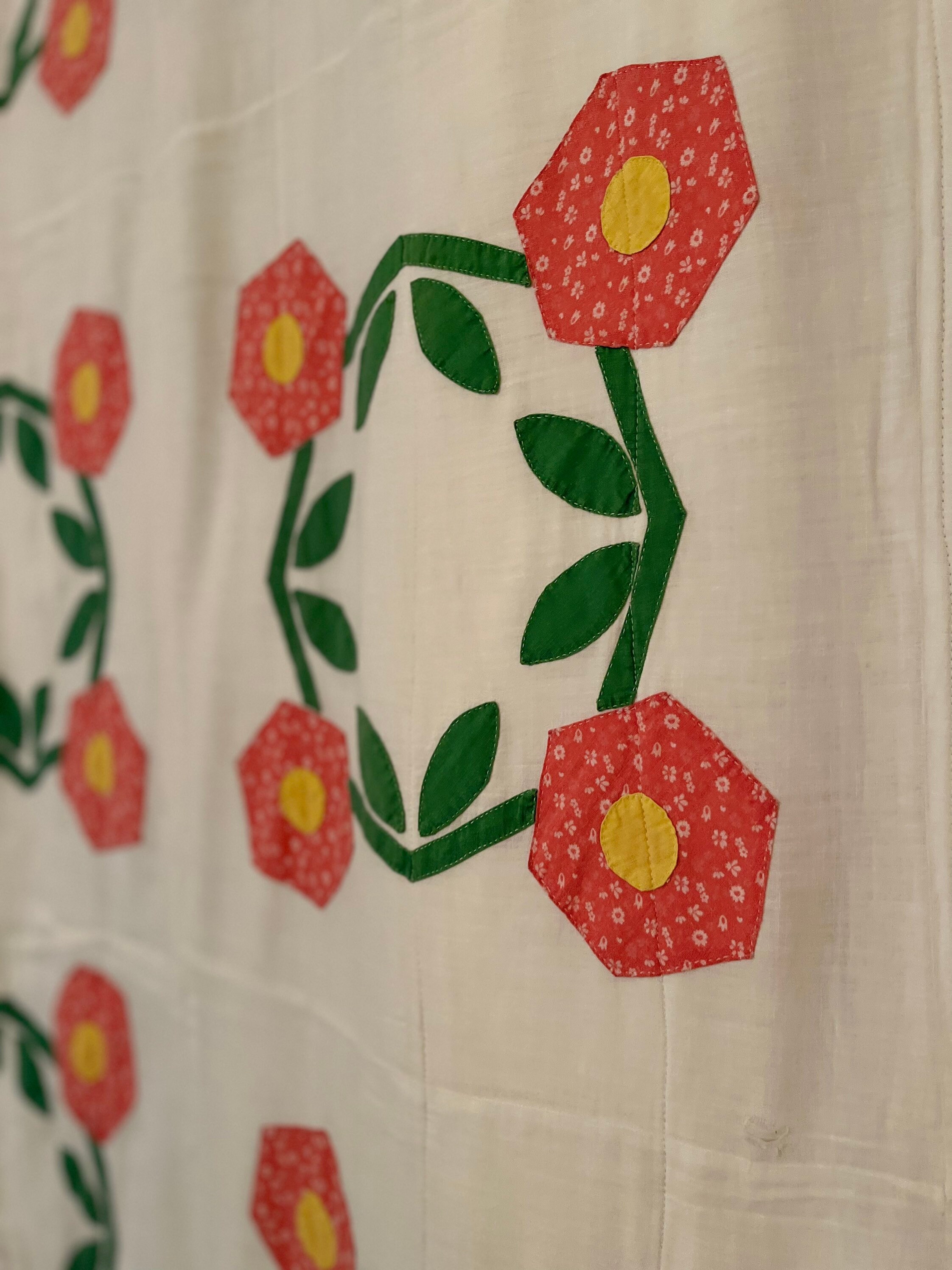 Vintage Quilt/ Single Bed Quilt Coverlet/hand Appliqued Etsy