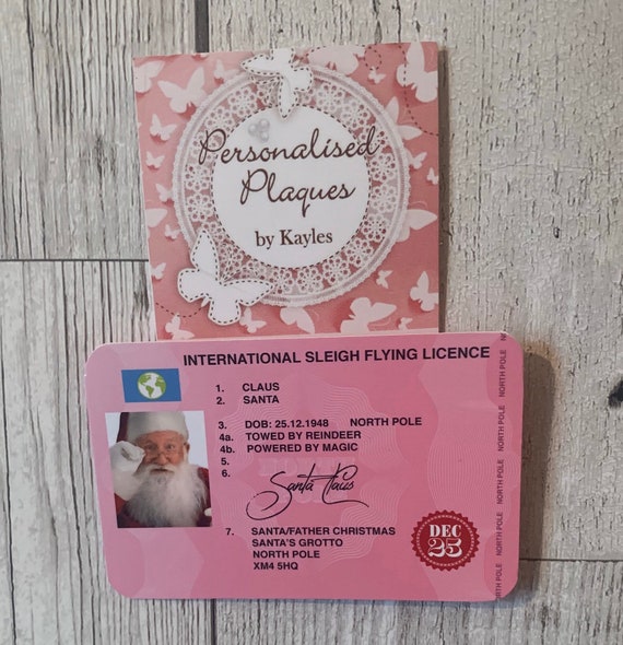 Santa Driving License Santa/'s Sleigh Santa/'s Lost Driving Licence Santa sack Christmas Decorations Christmas Eve Box #1209