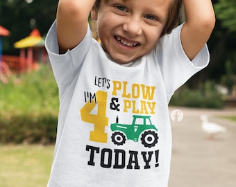 Let's Plow and Play I'm 4 Today SVG PNG EPS, Farm, Tractor Birthday