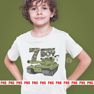 Army Tank Birthday 7 - Instant Digital Download, Truck PNG, Birthday Png, Truck Sublimation