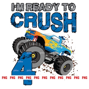 Truck Png, Monster Truck, Monster Truck Birthday, Truck Sublimation, Truck Birthday Shirt, 4th Birthday, Boy Birthday Png