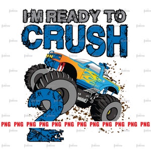 Truck Png, Monster Truck, Monster Truck Birthday, Truck Sublimation, Truck Birthday Shirt, 2nd Birthday, Boy Birthday Png