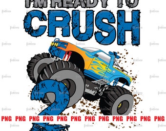 Truck Png, Monster Truck, Monster Truck Birthday, Truck Sublimation, Truck Birthday Shirt, 2nd Birthday, Boy Birthday Png