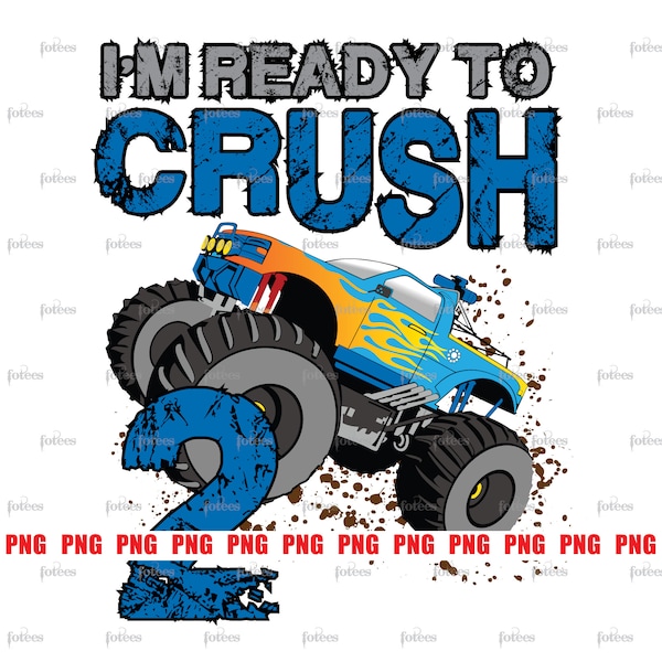 Truck Png, Monster Truck, Monster Truck Birthday, Truck Sublimation, Truck Birthday Shirt, 2nd Birthday, Boy Birthday Png