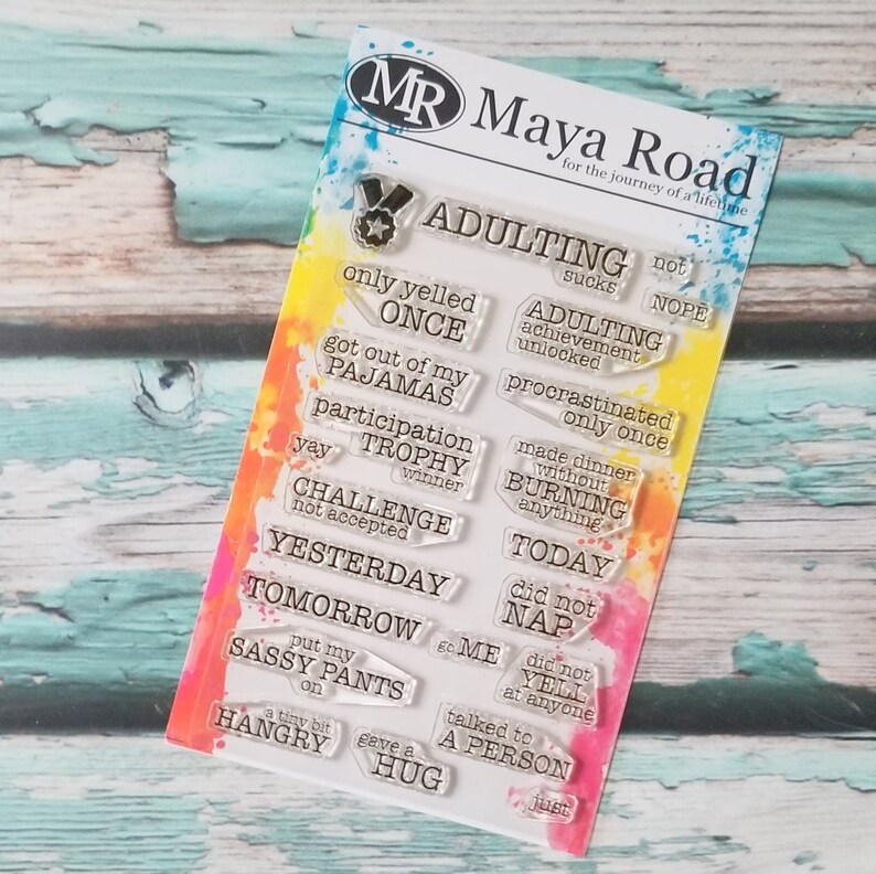 Adulting Sucks Clear Stamps Clear Stamp Set Planner Stamps Snarky Gift Card Making Happy Planner No Adulting Funny Awards Stamp Set