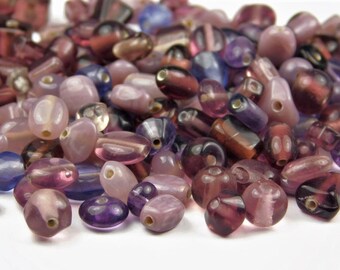 48 Grams - All Mixed Up India Small Purple Glass Beads - Lilac Mix - Assorted Shapes - Sizes - Glass Beads - Amethyst Mix - Jewelry Supplies