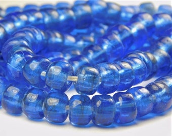 50 Pcs 9x6mm Transparent Dark Aqua Blue Glass India Crow Beads Crow ...