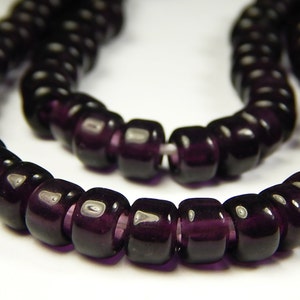50 Pcs - 9x6mm Dark Purple Glass India Crow Beads - Crow Rollers - Dark Purple Glass Pony Beads - Jewelry Supplies