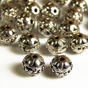 10 or 25 Pcs - 8x7mm Antique Silver Spacer Beads - Silver - Metal Spacer Beads - Jewelry Supplies - Silver Spacer Beads - Jewelry Making