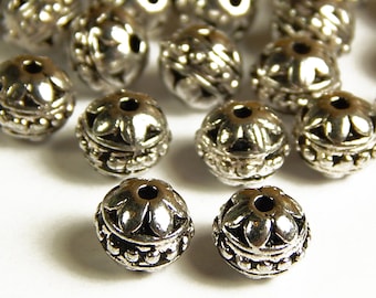 10 or 25 Pcs - 8x7mm Antique Silver Spacer Beads - Silver - Metal Spacer Beads - Jewelry Supplies - Silver Spacer Beads - Jewelry Making