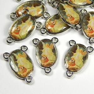 5 or 10 Pcs - Silver Rosary Connector - Charms - Silver - Angel - Links - Guardian Angel - Rosary Supply - Jewelry Supplies - Religious