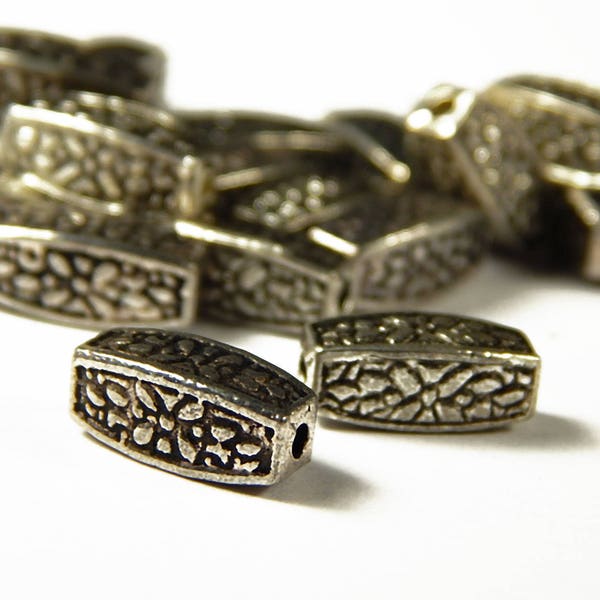 10 or 25 Pcs - 12x5mm Antique Silver Spacer Beads - Silver Spacers - Rectangular Tube Beads - Metal Spacer Beads - Jewelry Supplies