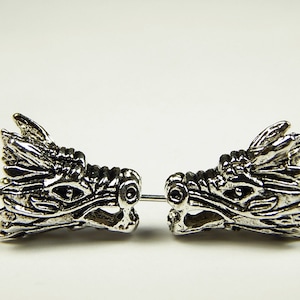2 Pcs - 15x12.5x12mm Tibetan Silver Dragon Head Spacer Bead - Dragon Spacer - Antique Silver Spacer Beads - Metal Spacers - Jewelry Supplies