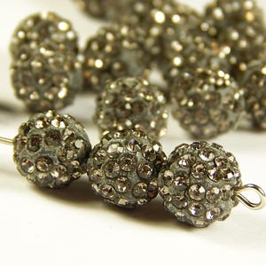 5 Pcs - 10mm Black Diamond Crystal Shamballa Beads - Pave Beads - Disco Ball Beads - Jewelry Supplies - Crystal Beads - Shamballa Beads