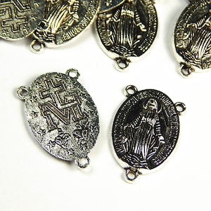 5 Pcs - 23x14.5x3mm Antique Silver Rosary Connector Charms - Silver - Links - Virgin Mary - Rosary Supply - Jewelry Supplies - Religious