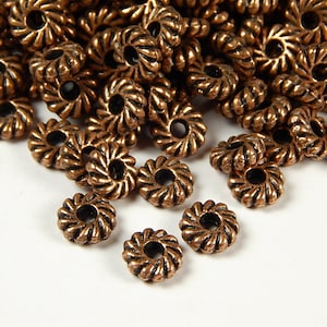 25 or 50 Pcs - 7x2mm Antique Copper Spacer Beads - Metal Spacer Beads - Copper Spacer Beads - Spacer Beads - Jewelry Supplies