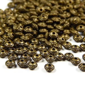 50 Pcs - 5x3mm Antique Bronze Spacer Beads - Disc - UFO Spacer - Metal Spacer Beads - Bronze Spacers - Spacer Beads - Jewelry Supplies