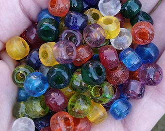 50 Pcs - 9x6mm Multicolor Glass India Crow Beads - Multicolor Mix - Crow Rollers - Glass Pony Beads - Crow Beads - Jewelry Supplies