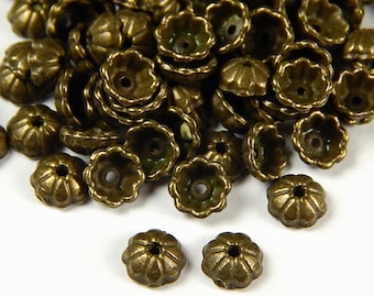 50 Pcs - 6x2.5mm Antique Bronze Bead Caps - Bronze Bead End Caps - Jewelry Supplies - Craft Supplies - Bronze Caps - End Caps