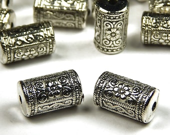 5 Pcs - 17mm x 10mm Tibetan Silver Spacer Beads - Tube Beads - Column Beads - Metal Spacer Beads - Jewelry Supplies