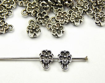 50Pcs Tibetan Silver Connecteurs Pendentif Spacer Bail Beads Fit Bracelet 14x8mm