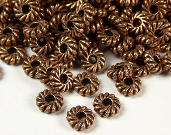 25 or 50 Pcs - 7x2mm Antique Copper Spacer Beads - Metal Spacer Beads - Copper Spacer Beads - Spacer Beads - Jewelry Supplies
