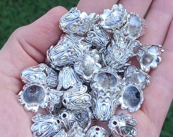 10 or 20 Pcs - 15mm x 10mm Antique  Silver Bead Caps - Cone Caps - Bead End Caps - Tassel Caps - Jewelry Supplies - Craft Supplies