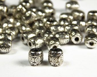 25 or 50 Pcs - 6mm Tibetan Silver Column Spacer Beads - Tube Beads - Silver Column Beads - Metal Spacer Beads - Jewelry Supplies