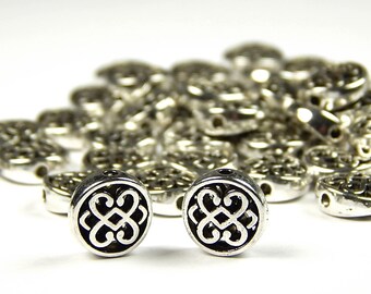 10 or 25 Pcs - 11mm x 4mm Tibetan Silver Celtic Knot Spacer Beads - Flat Round - Celtic Spacer - Metal Spacer Beads - Jewelry Supplies