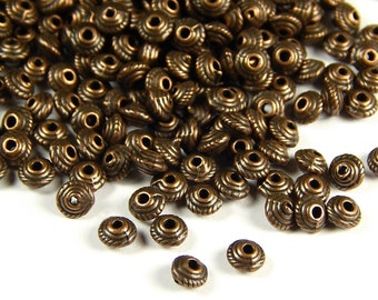 50 Pcs - 5x3mm Red Copper Spacer Beads - Disc - UFO Spacer - Metal Spacer Beads -  Copper Spacers - Spacer Beads - Jewelry Supplies