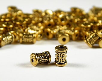 25 or 50 Pcs - 7x5mm Antique Gold Column Spacer Beads - Gold Tube Beads - Metal Spacer Beads - Jewelry Supplies