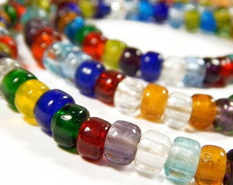 50 Pcs - 9x6mm Multicolor Glass India Crow Beads - Multicolor Mix - Crow Rollers - Glass Pony Beads - Crow Beads - Jewelry Supplies