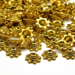 40 Pcs - 9x3.5mm Antique Gold Bead Caps - Gold Bead Caps - Bead Cap - Bead End Caps - Jewelry Supplies