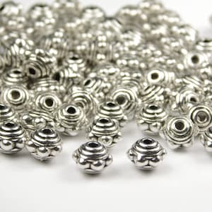 25 or 50 Pcs - 7x5.5mm Antique Silver Tibetan Style Spacer Beads - Silver Spacers - Metal - Jewelry Supplies - Bi-Cone Spacers