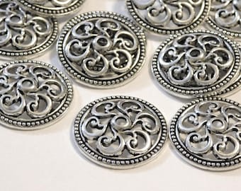 10 Pcs - 25x4mm Antique Silver Bead Caps - Silver Bead End Caps - Jewelry Supplies - Craft Supplies - Tassel Caps - Silver Caps - End Caps