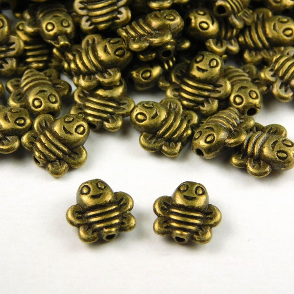 25 Pcs - 9x9x4mm Antique Bronze Honey Bee Spacer Beads - Bronze - Metal Spacer Beads - Bumblebee - Jewelry Supplies - Bronze Bee Beads