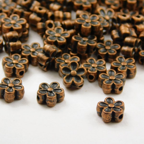 25 or 50 Pcs - 7x3.5mm Antique Copper Flower Spacer Beads - Metal Spacer Beads - Copper Spacer Beads - Spacer Beads - Jewelry Supplies