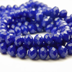 16 Inch Strand - 8x6mm Opaque Cobalt Blue Glass Rondelle Beads - Glass Beads - Glass Rondelles - Dark Blue Abacus Beads - Jewelry Supplies