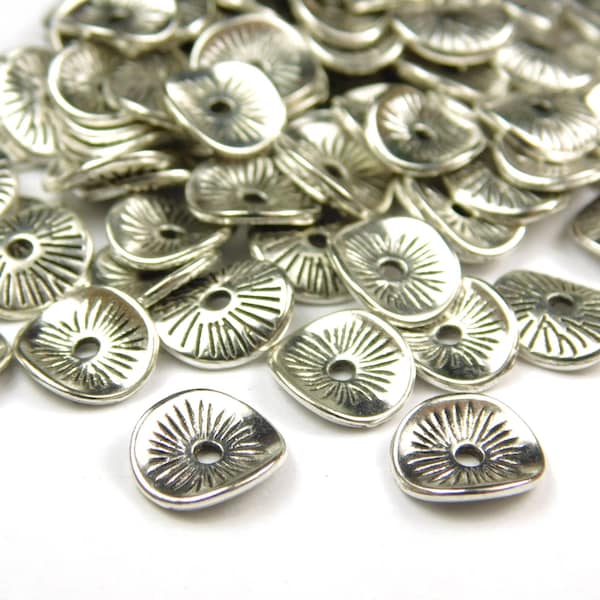 25 Pcs - 9x1mm Wavy Silver Spacer Beads - Metal Spacer Beads - Silver Beads - Spacer Beads - Jewelry Supplies - Jewelry Making