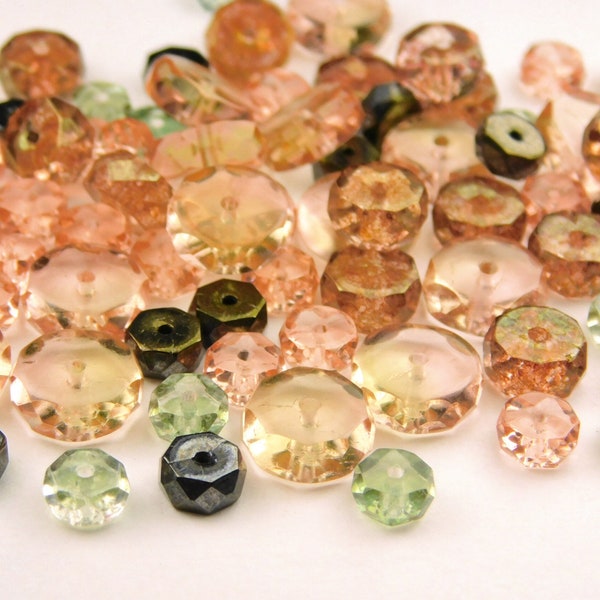 25 Pcs - Preciosa Faceted Czech Glass Disc Beads - 6mm To 10mm - Pink Blush Mix - Rondelle - Czech Beads - Jewelry Supplies