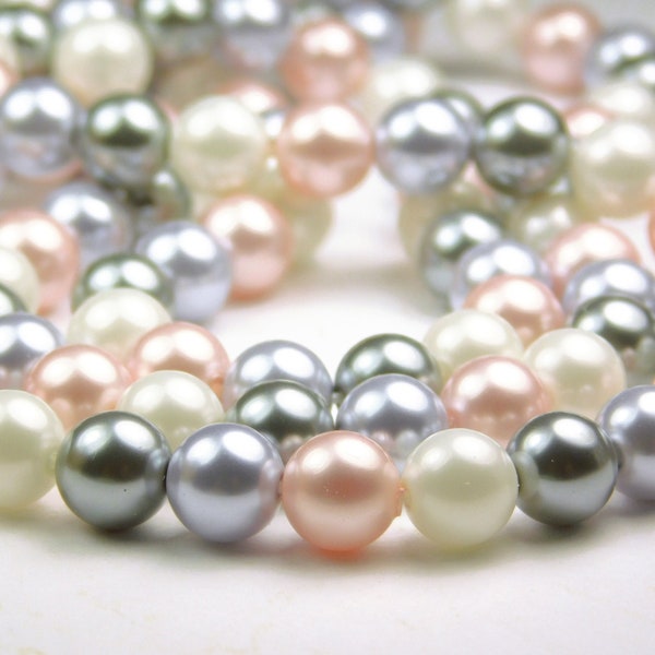 16 Inch Strand - 8mm Round Multicolor Pastel Shell Pearl Beads - Shell Pearl Beads - Shell Beads - Pearl Beads - Jewelry Supplies