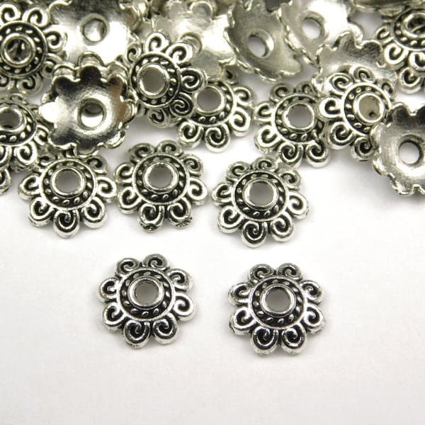 50 Pcs - 8x2mm Tibetan Silver Bead Caps - Silver Bead Caps - Antique Silver Bead Cap - Bead End Caps - Jewelry Supplies