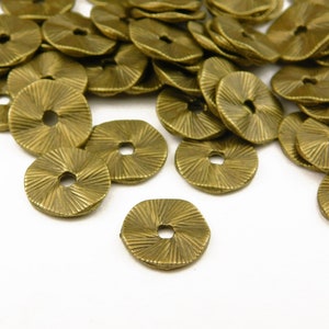 20 Pcs - 13mm Wavy Antique Bronze Spacer Beads - Metal Spacer Beads - Bronze Beads - Spacer Beads - Jewelry Supplies - Jewelry Making