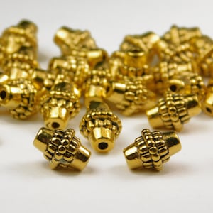 10 or 25 Pcs - 8x10mm Gold Tibetan Style Spacer Beads - Gold Spacers - Metal - Jewelry Supplies - Bi-Cone Spacers