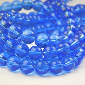 11 Inch Strand - 8mm Round Transparent Cornflower Blue Glass Beads - Blue Glass - Spacer Bead - Jewelry Supplies - Craft Supplies