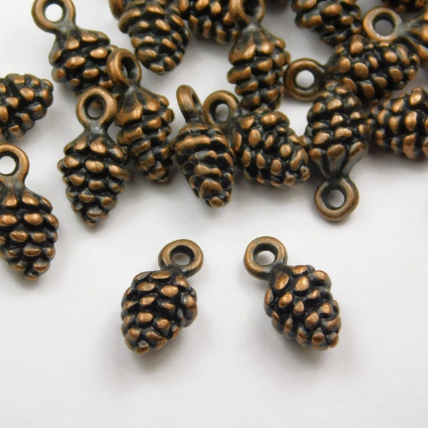 10 or 25 Pcs - 13x7x5.5mm Antique Copper Pinecone Charms - Pendants - Copper Charms - Jewelry Supplies - Craft Supplies